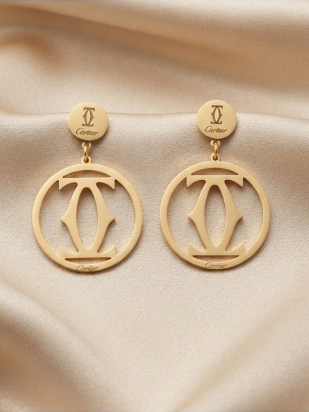 Gold-Tone Drop Logo Earrings